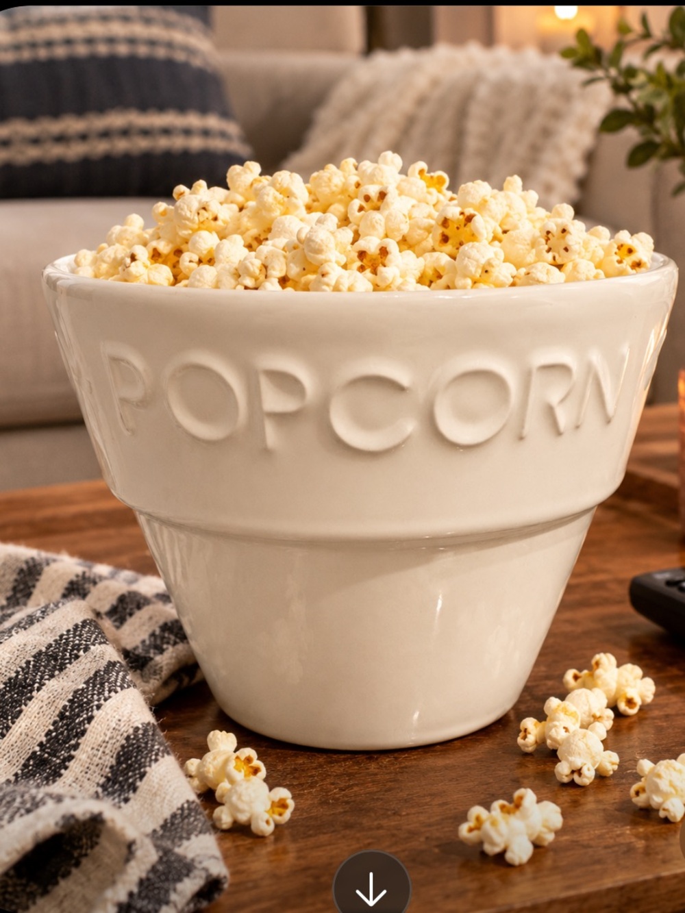 Crate & Barrel Popcorn White Decorative Bowl
